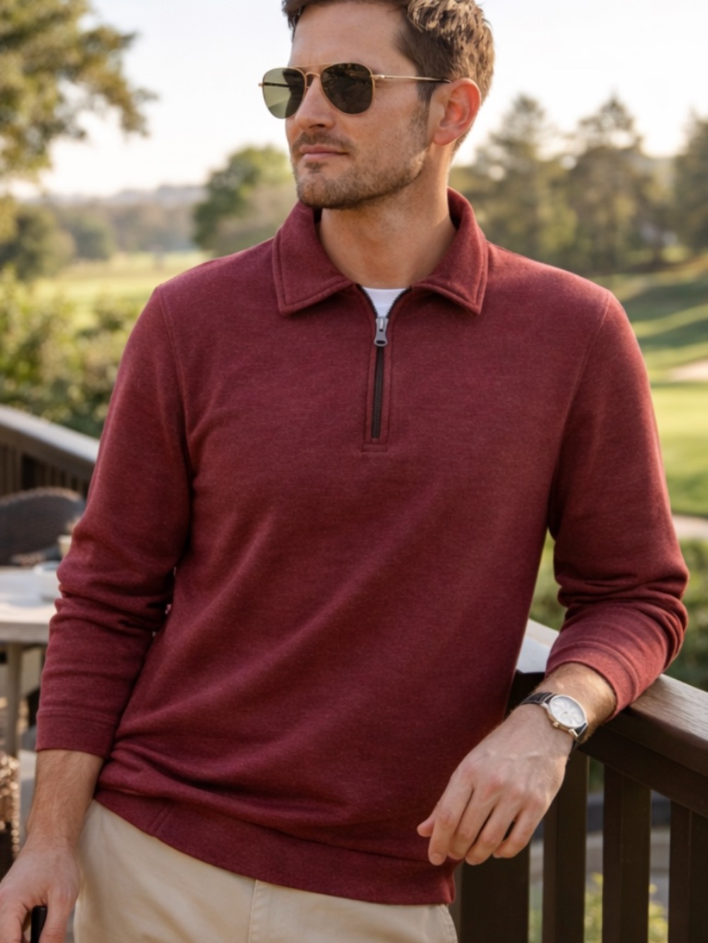 Croft & Barrow Quarter-Zip Men’s Pullover – Red – Size L